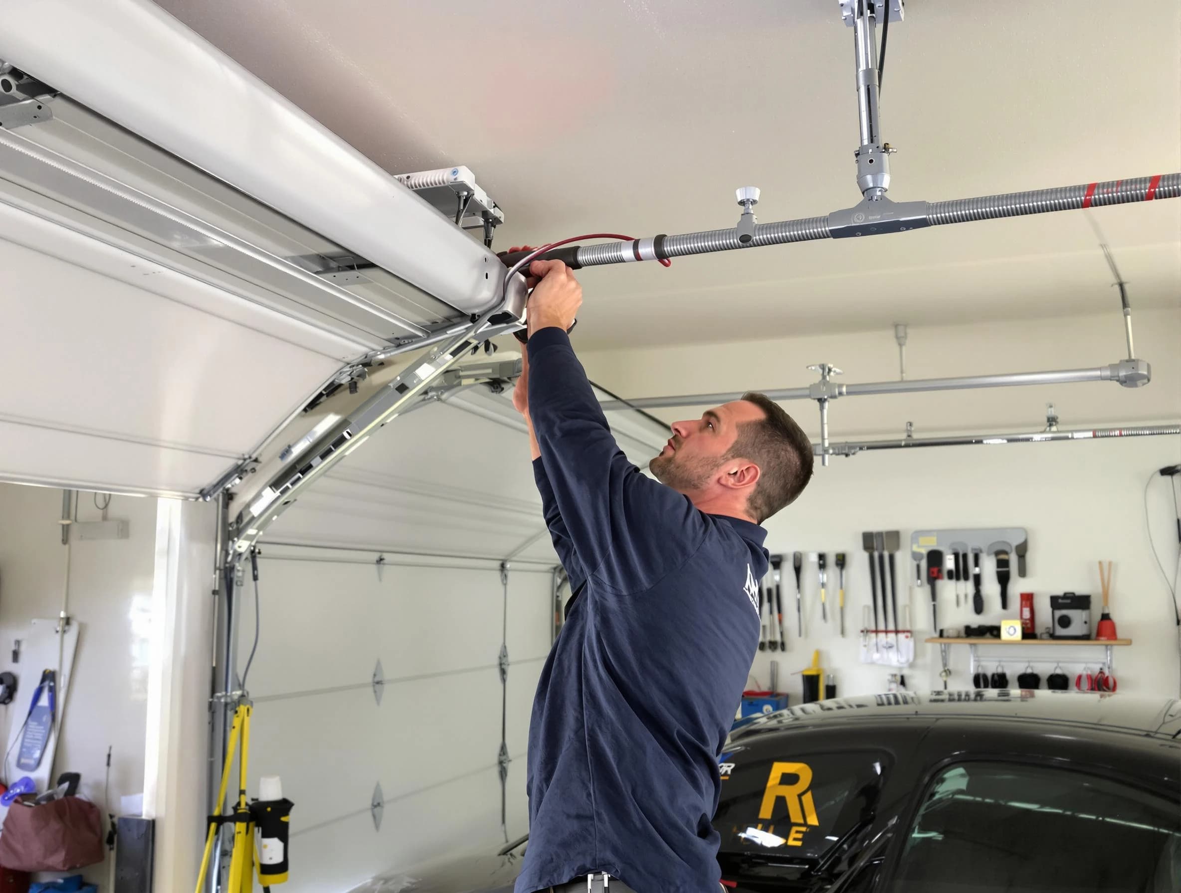 New Haven Garage Door Pros technician performing garage door cable repair in New Haven