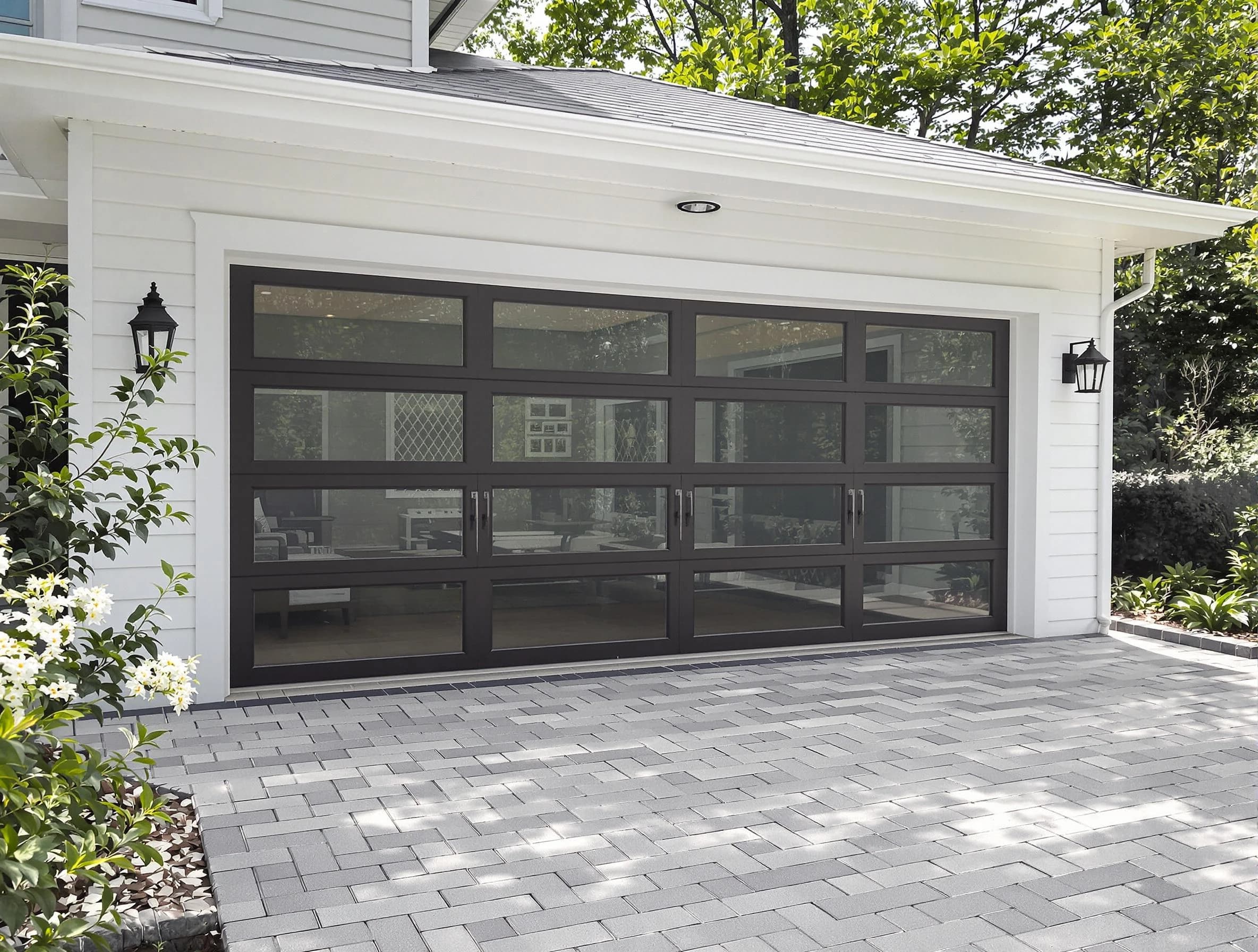 New Haven Garage Door Pros design specialist presenting custom garage door options to New Haven homeowner