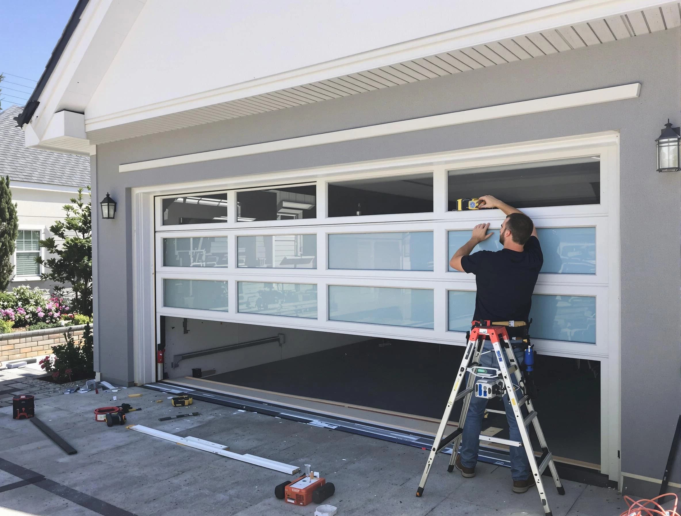 New Haven Garage Door Pros team performing garage door replacement in New Haven