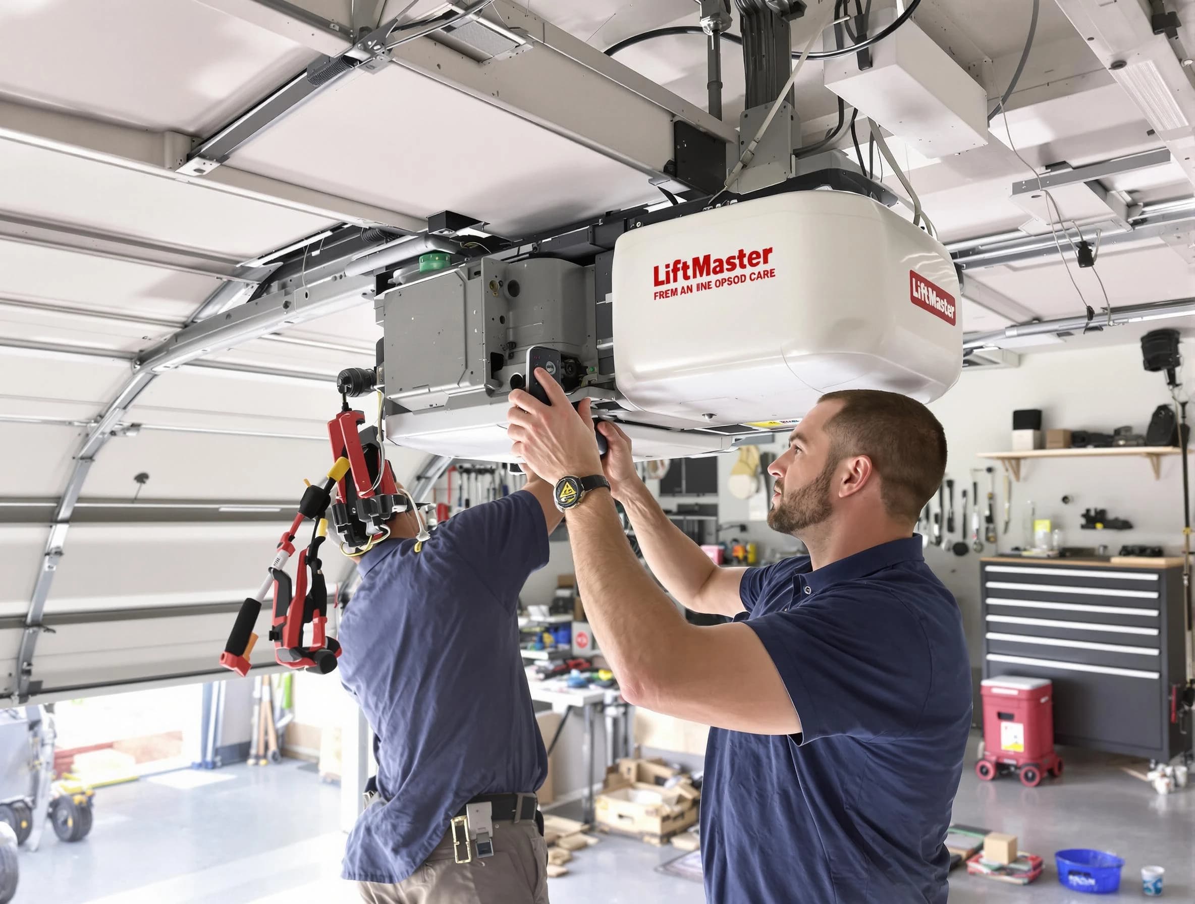 New Haven Garage Door Pros technician performing advanced diagnostics on garage opener in New Haven