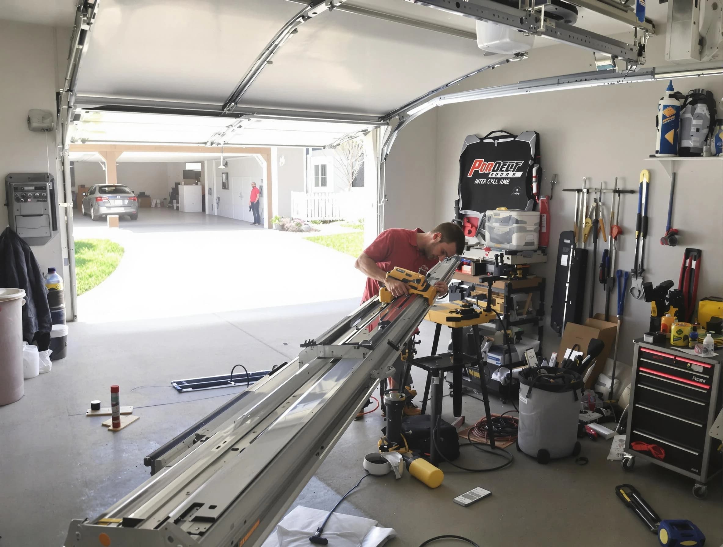 New Haven Garage Door Pros expert performing track repair in New Haven